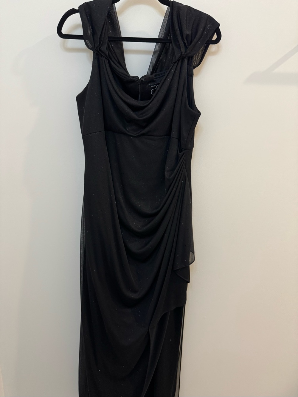 Alex Evenings Black Draped Cowl Neck Evening Gown